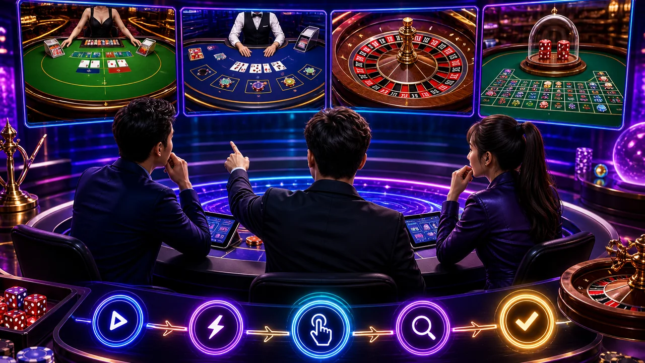 Baccarat, Blackjack Hay Sicbo? So sánh các bước trong một ván game trực tiếp hubet