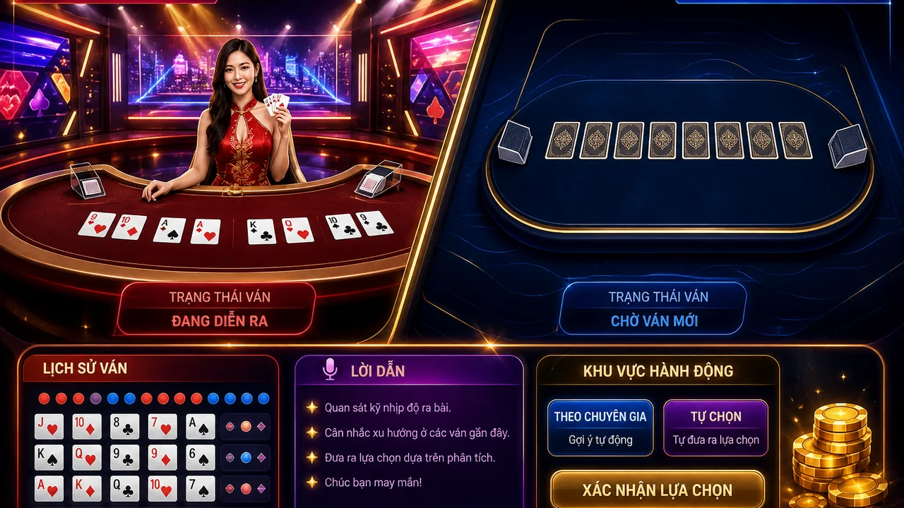 Chọn kiểu bàn dễ theo dõi: so sánh bàn có người dẫn và bàn tối giản trên hubet
